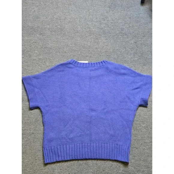 VTG Fashion Bug Purple Short Sleeved Crew Neck Sweater Cable Knit Size XL 90s - Picture 8 of 8